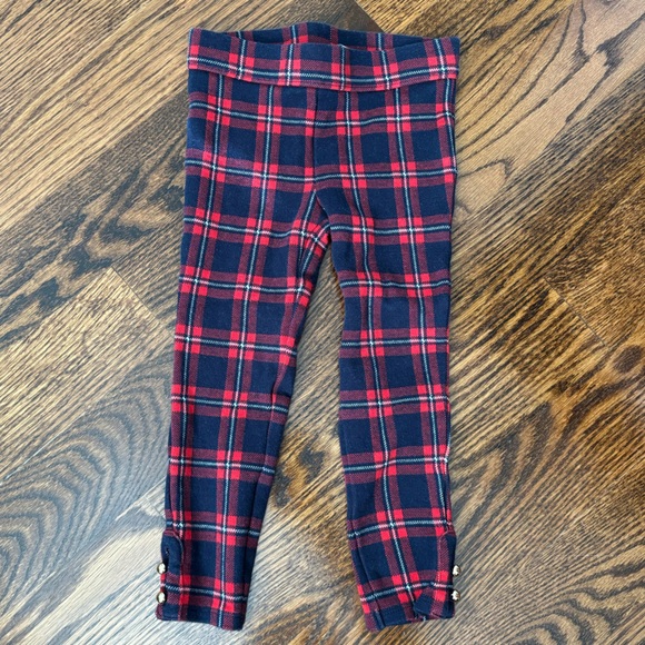 Janie and Jack - Toddler Girl - Tartan Button Cuff Ponte Pant - Size 4 - Picture 1 of 7